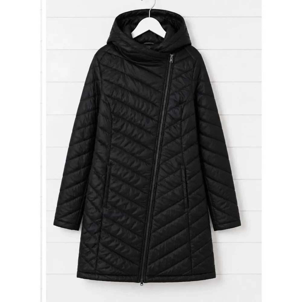 TEK GEAR Warm TEK hooded puffer jacket asymmetrical zipper size M